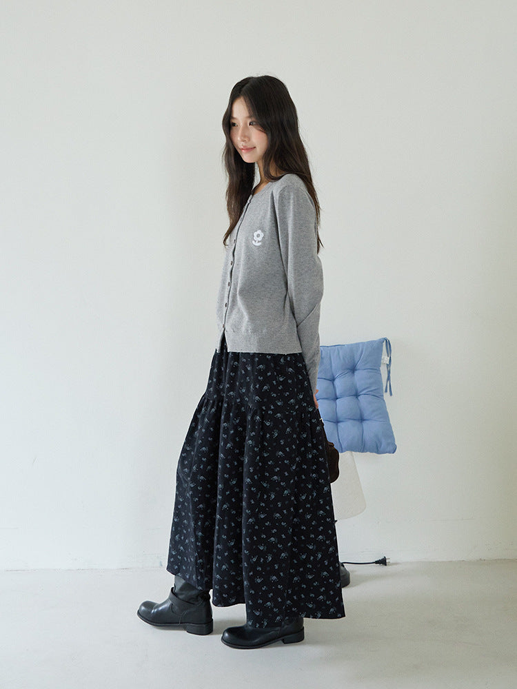【LD3196】實拍刺繡小花長袖針織小外套250929
