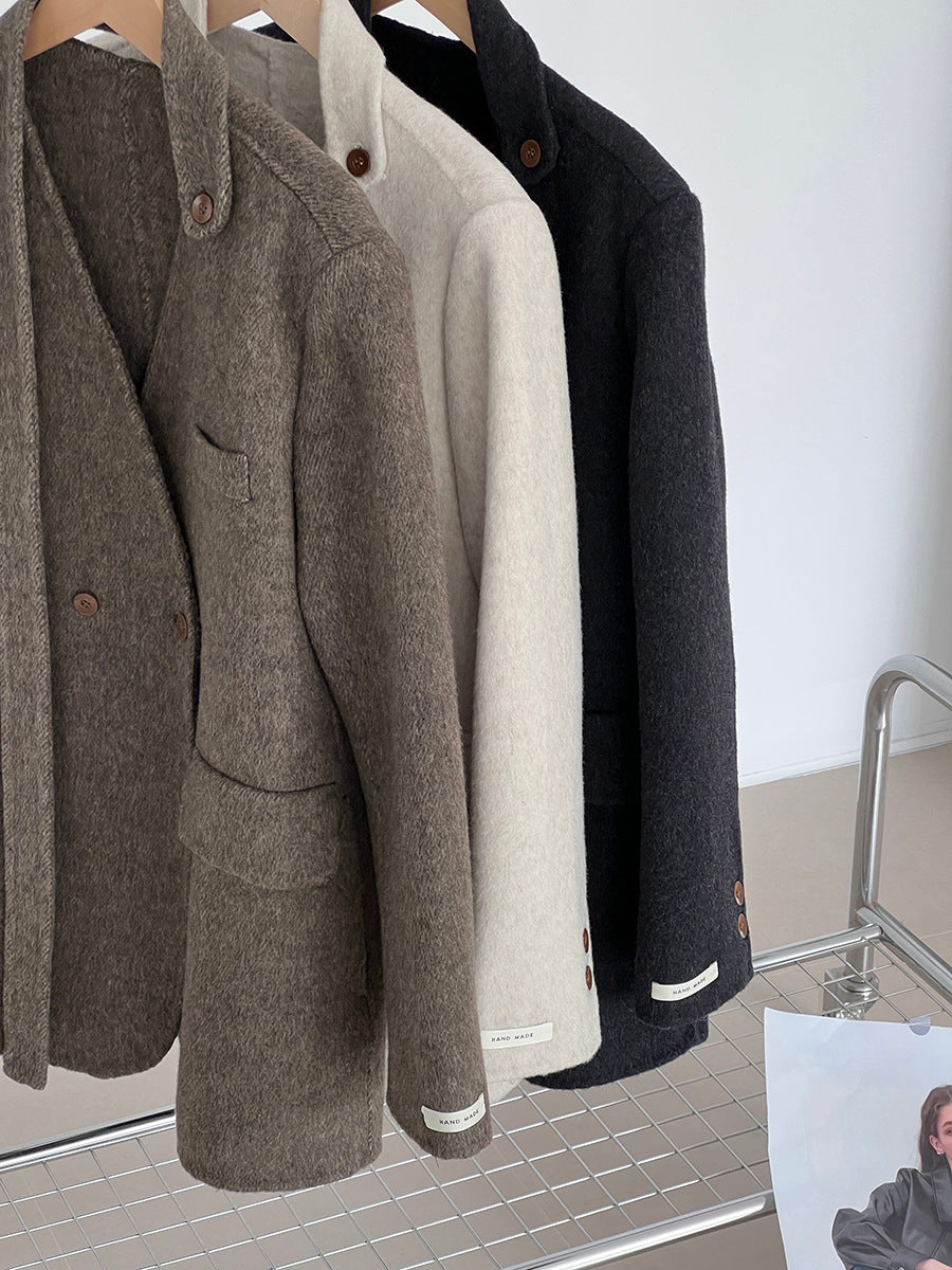 【cimz809】實拍復古雙面羊毛西裝外套+飄帶(羊毛100)251120