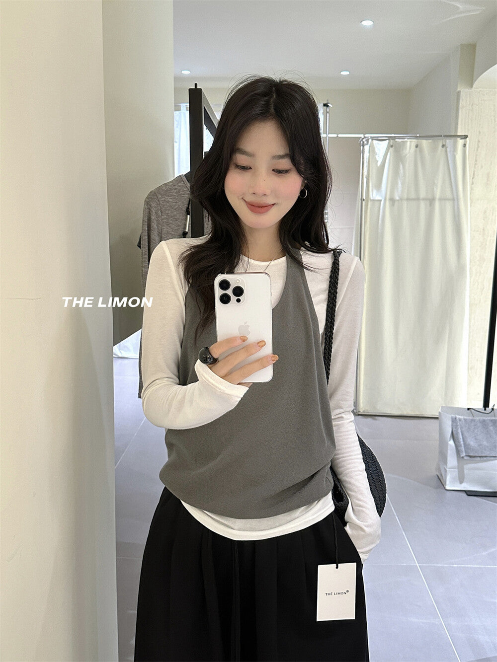 【L8318】實拍檸檬時髦簡約針織背心250901