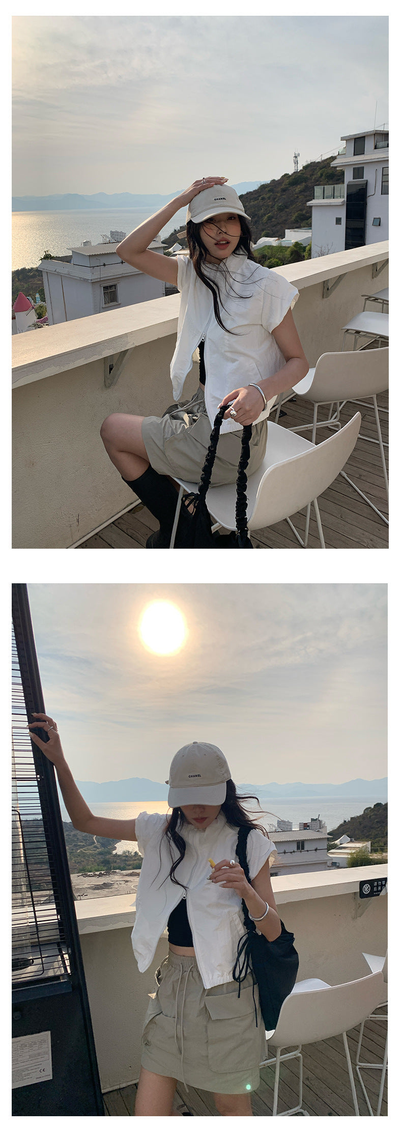 【H5136】實拍夏季工裝率性立領雙頭拉鍊外套上衣250324