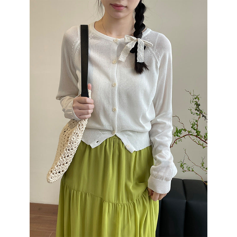 【cimYL1211】實拍春夏溫柔夏日針織亞麻罩衫250403