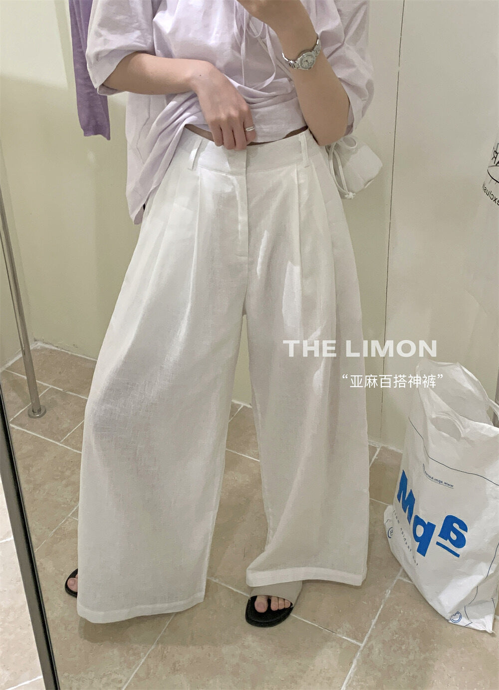 【L8768】實拍檸檬家夏季苧麻寬褲250519