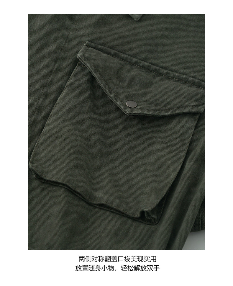 【H5447】實拍美式重工多口袋抽繩工裝外套250923