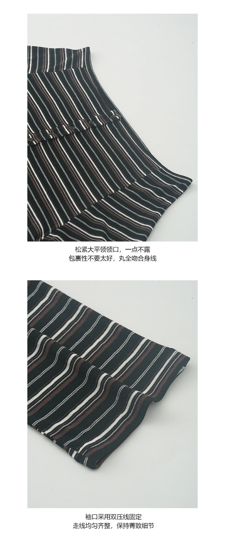 【H5114】實拍夏季條紋一字肩紐扣長袖T恤250317