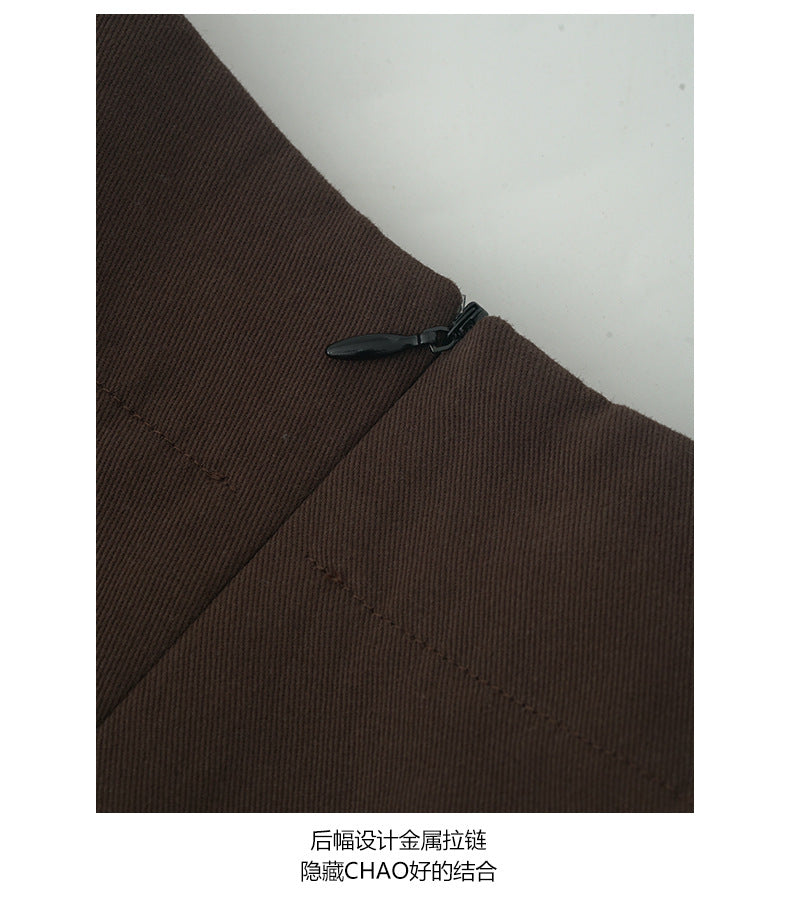 【H5443】實拍復古美拉德高腰彎刀休閒褲250923