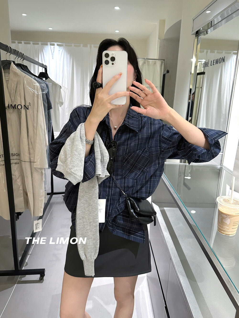 【L9189】實拍檸檬家時髦復古慵懶格紋長袖襯衫250901