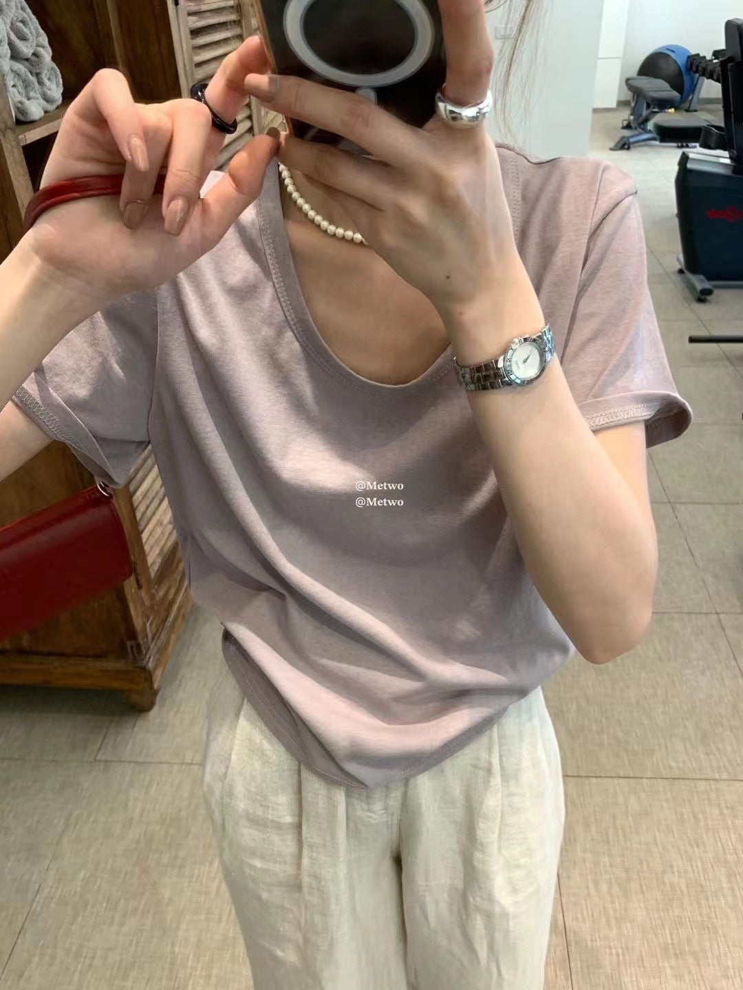 【L08243】實拍Hers夏季純色雪花苧麻短袖T恤250505