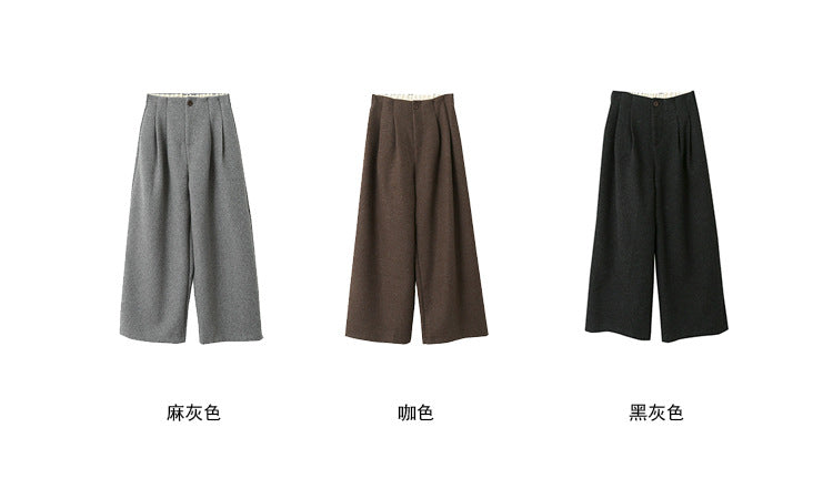 【LD1184】實拍冬裝加厚高腰顯瘦毛呢休閒褲251020