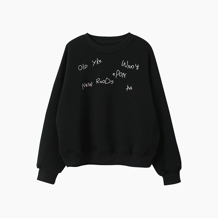 【LD3270】 實拍精品刺繡珠寬鬆厚款長袖衛衣(加絨)251020