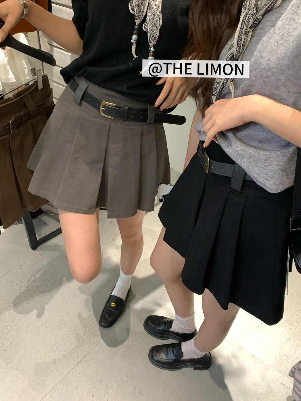 【L1118】實拍檸檬家秋季高腰顯瘦百褶裙+腰帶250901