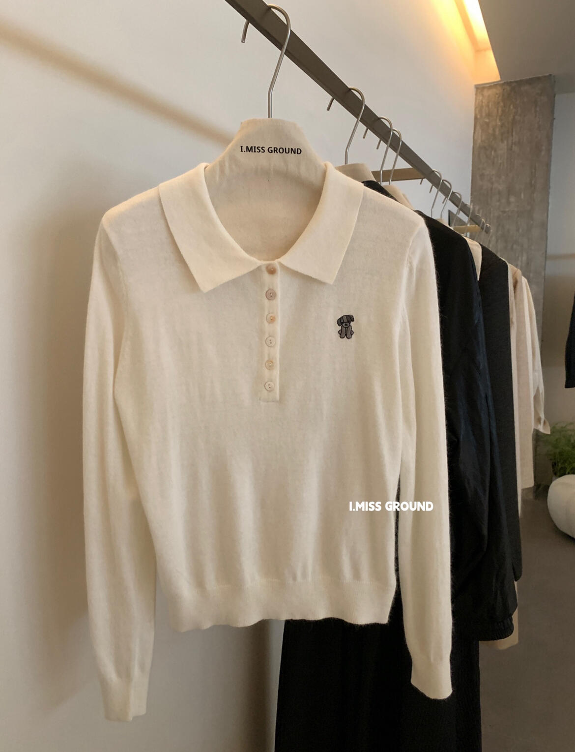 【L0899】實拍秋冬polo領小狗刺繡氣質針織衫(羊羔毛4%+兔絨11%)
250923