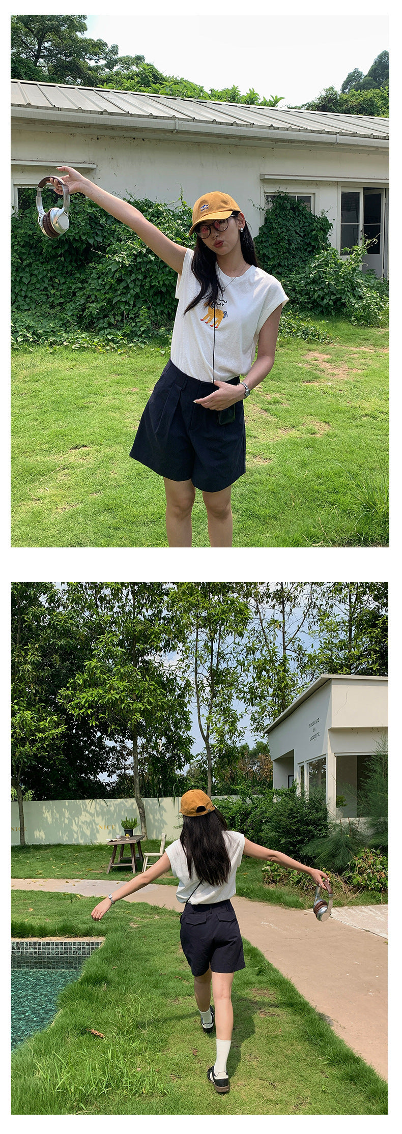 【H5336】實拍夏季棉麻A字高腰短褲250624
