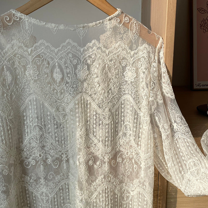 【cim2672】實拍早春高級刺繡蕾絲襯衫250213