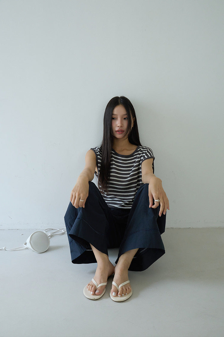 【L3020】實拍棉麻高腰九分寬鬆顯瘦寬褲250721