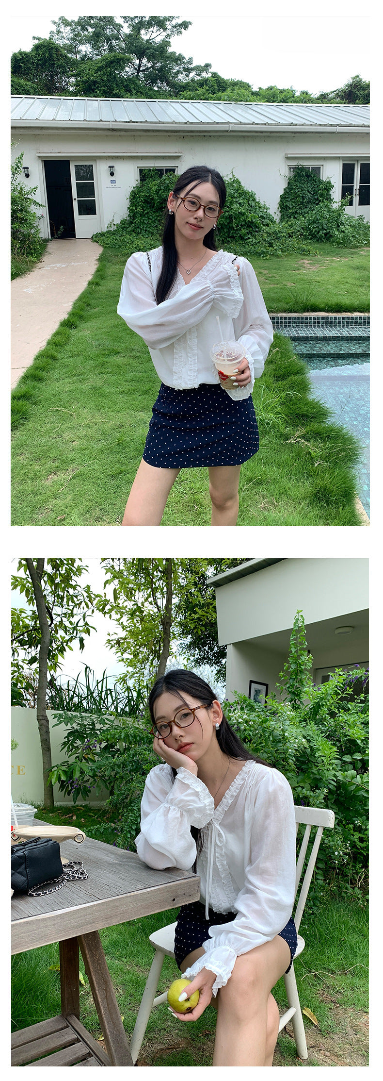 【H5331】實拍復古點點A字裙(內有安全褲)250624