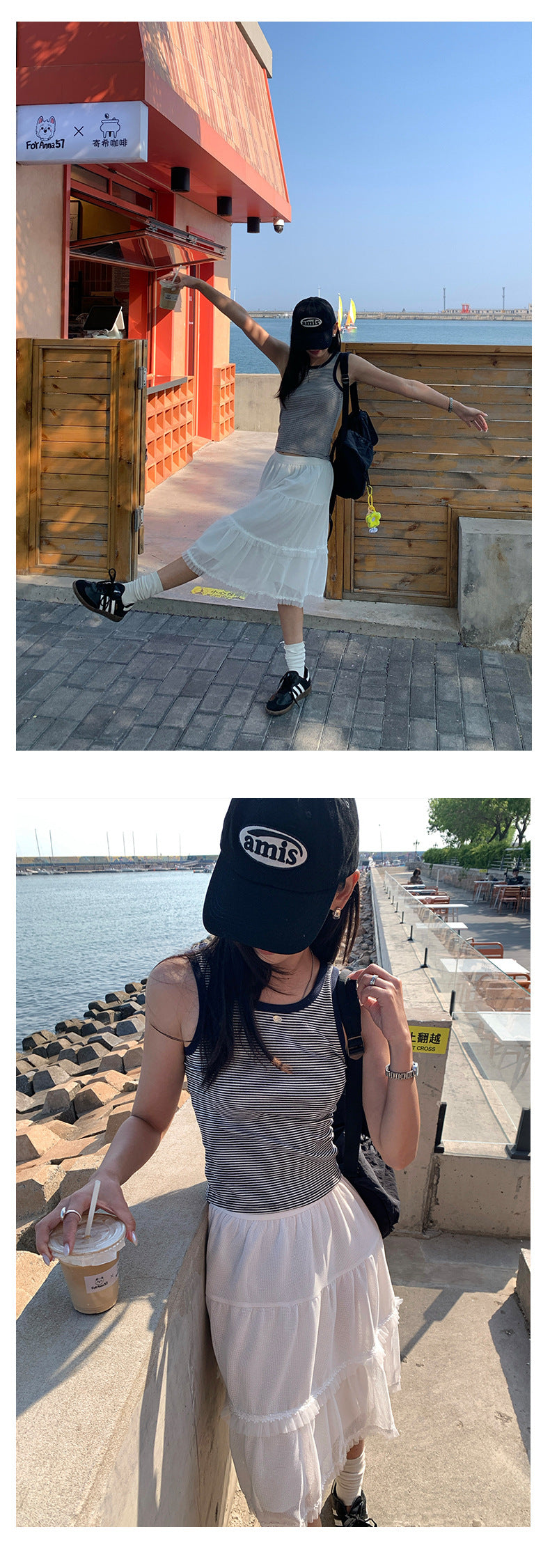 【H5309】 實拍韓國夏季白色休閒顯瘦網紗裙250610