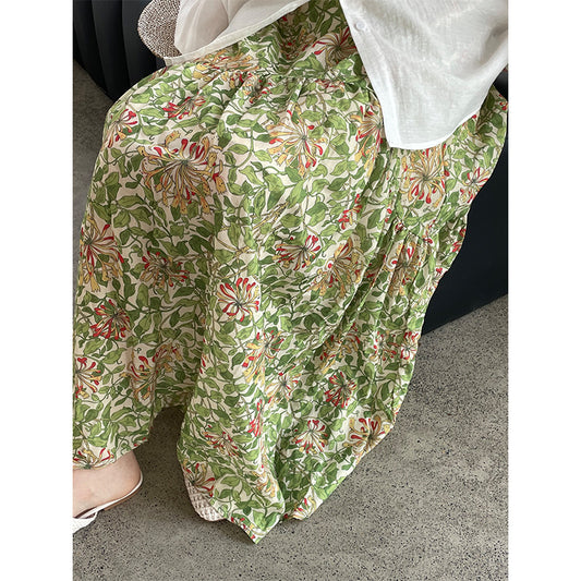 【cim26023】春日清新氧氣感🍃韓系多巴胺綠色碎花百搭高腰長裙260326