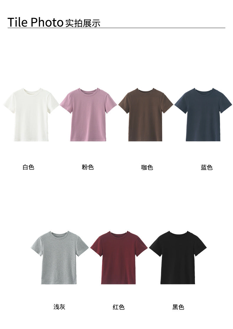 【H5388】實拍基礎7色磨毛圓領短袖T恤250902