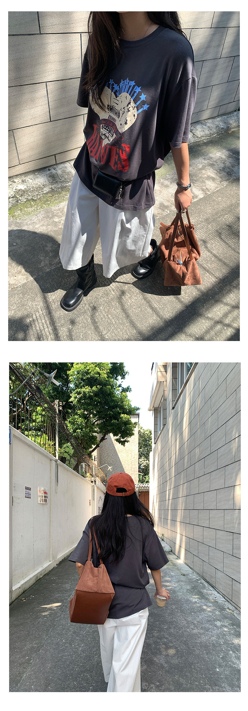 【H5372】實拍復古卡通棉感印花T上衣250715