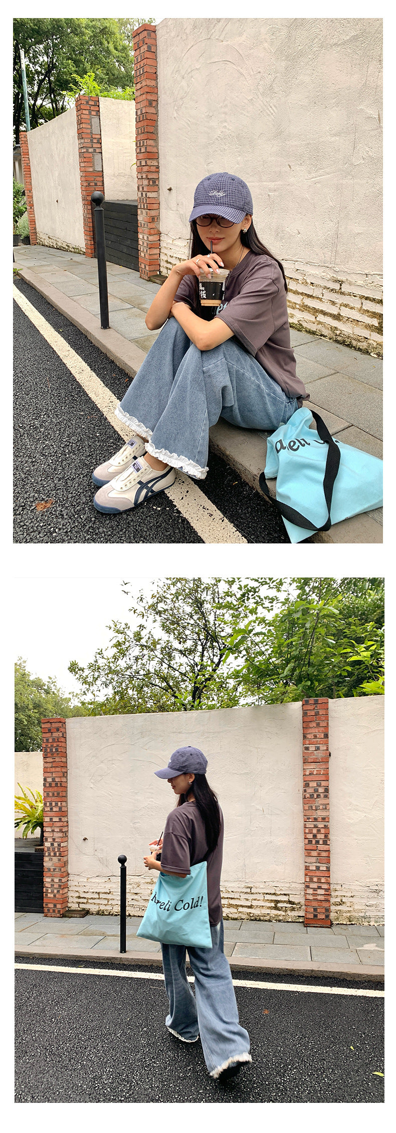 【H5253】實拍夏季y2k手繪大蝴蝶低腰垂感荷葉牛仔褲250513