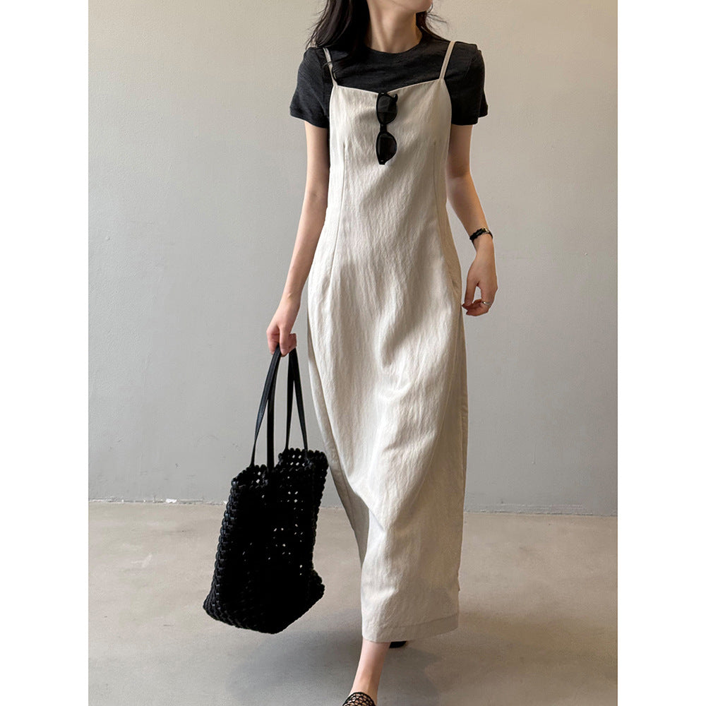 【Y82287】實拍夏季簡約氣質吊帶顯瘦洋裝250501