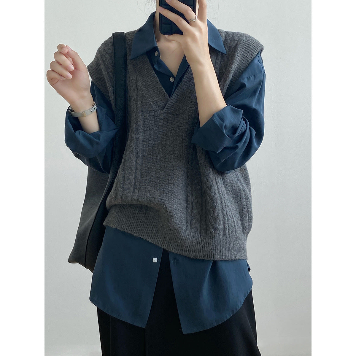 【YP6609】實拍韓國早春復古麻花針織背心YY25早春