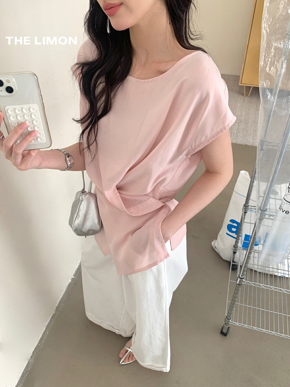 【L8689】實拍檸檬夏季簡約交叉後繫帶襯衫上衣250421