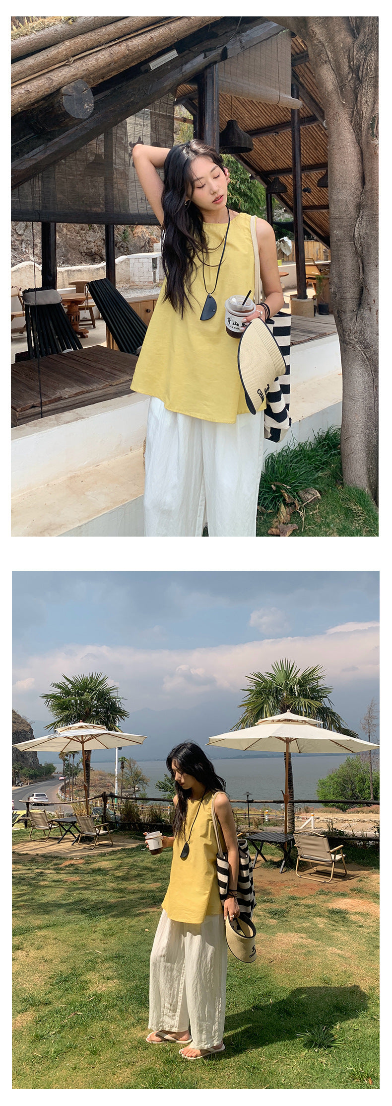 【H5196】實拍夏天超舒服的棉麻褶皺寬鬆闊腿褲250415
