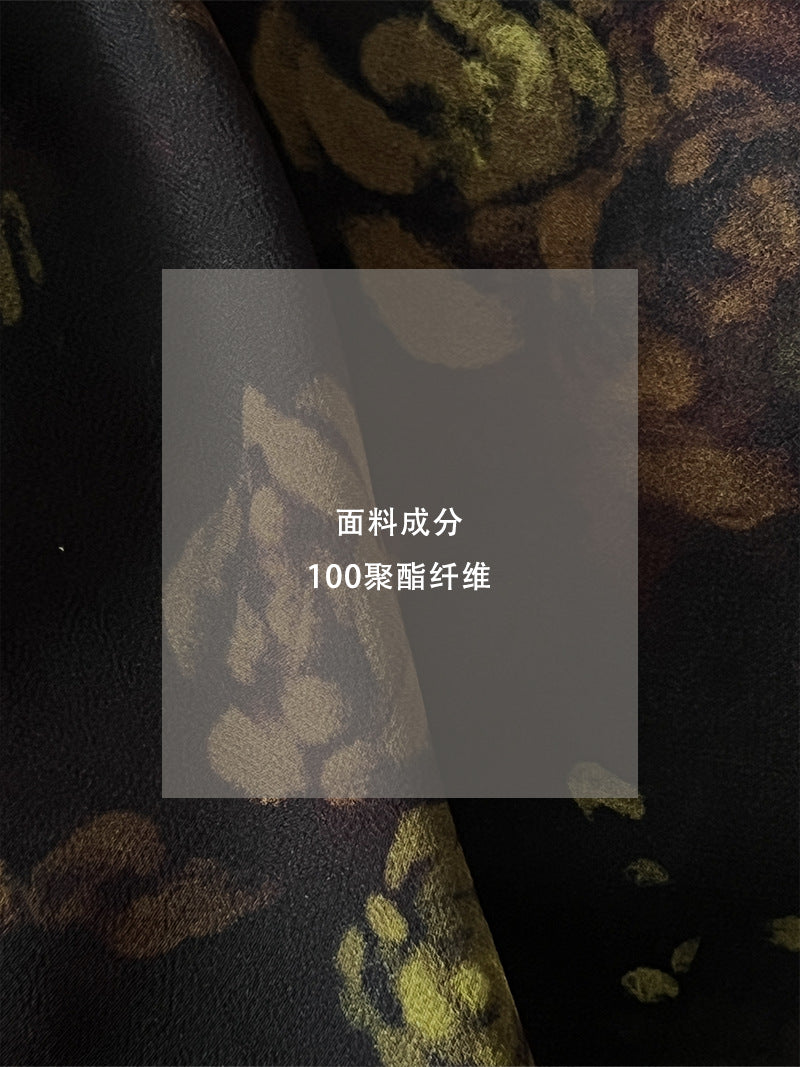 【cimz1655】實拍設計款荷葉邊不規則暈染碎花雪紡洋裝260311