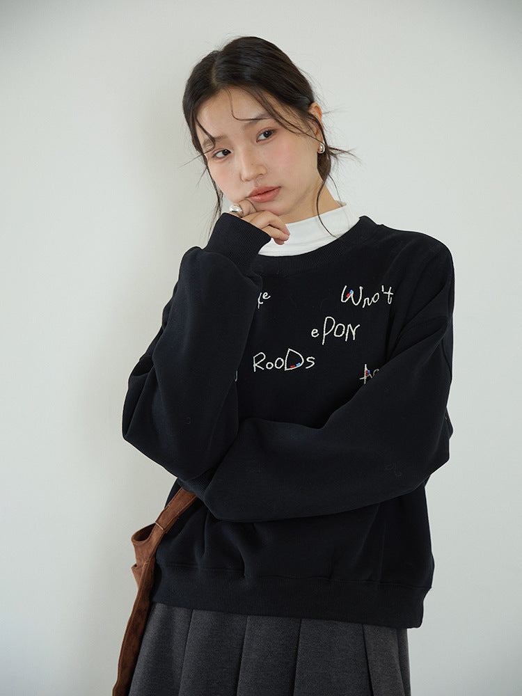 【LD3270】 實拍精品刺繡珠寬鬆厚款長袖衛衣(加絨)251020