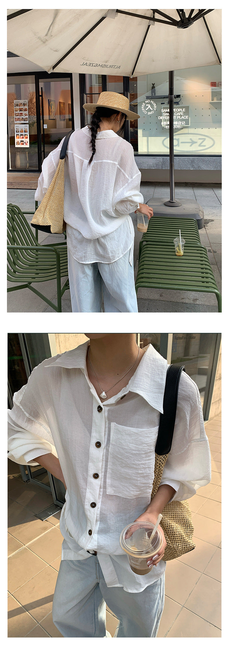 【H5295】實拍韓系夏氣質寬鬆防曬襯衫250603