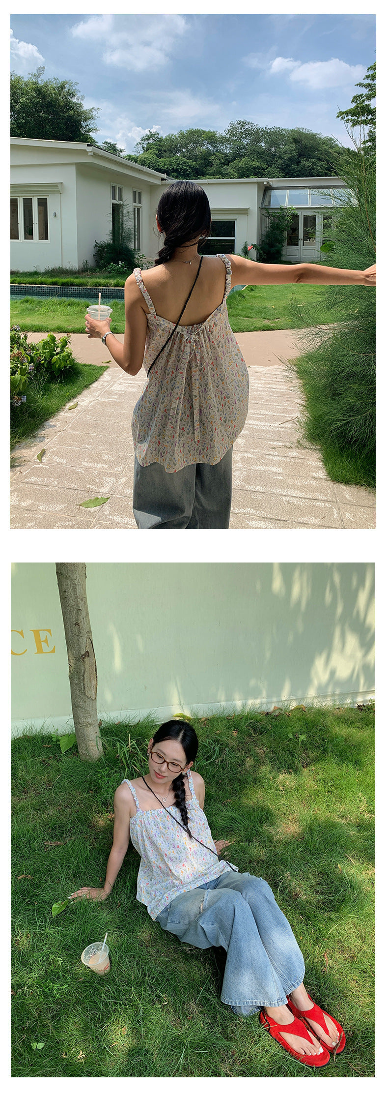 【H5334】實拍夏日碎花清新感吊帶上衣250624