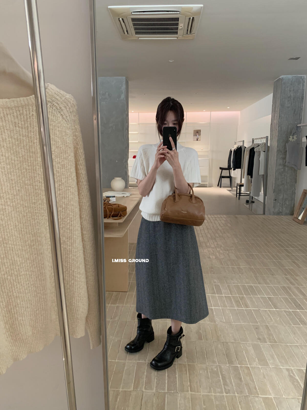 【L60881】實拍秋冬高單質感羊毛呢顯瘦直筒裙+腰帶250923