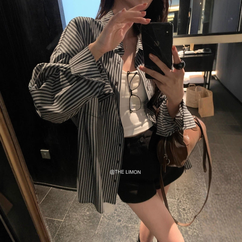 【L9070】實拍檸檬家秋裝慵懶防曬休閒寬鬆顯瘦長袖襯衫250901