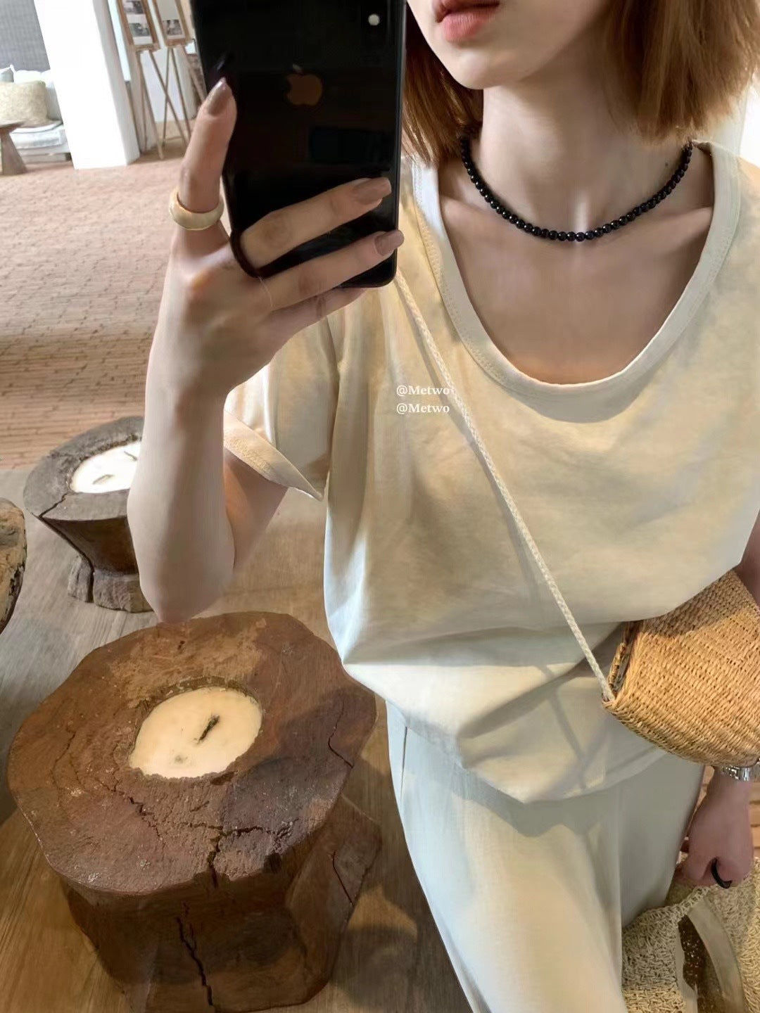 【L08243】實拍Hers夏季純色雪花苧麻短袖T恤250505