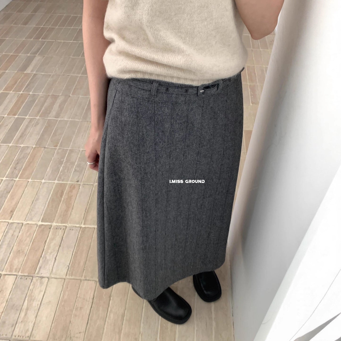 【L60881】實拍秋冬高單質感羊毛呢顯瘦直筒裙+腰帶250923