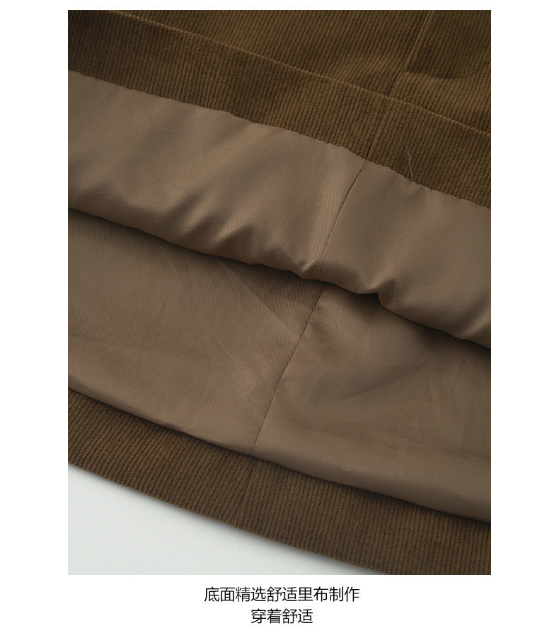 【H5435】實拍秋冬燈芯絨復古簡約A字裙250916