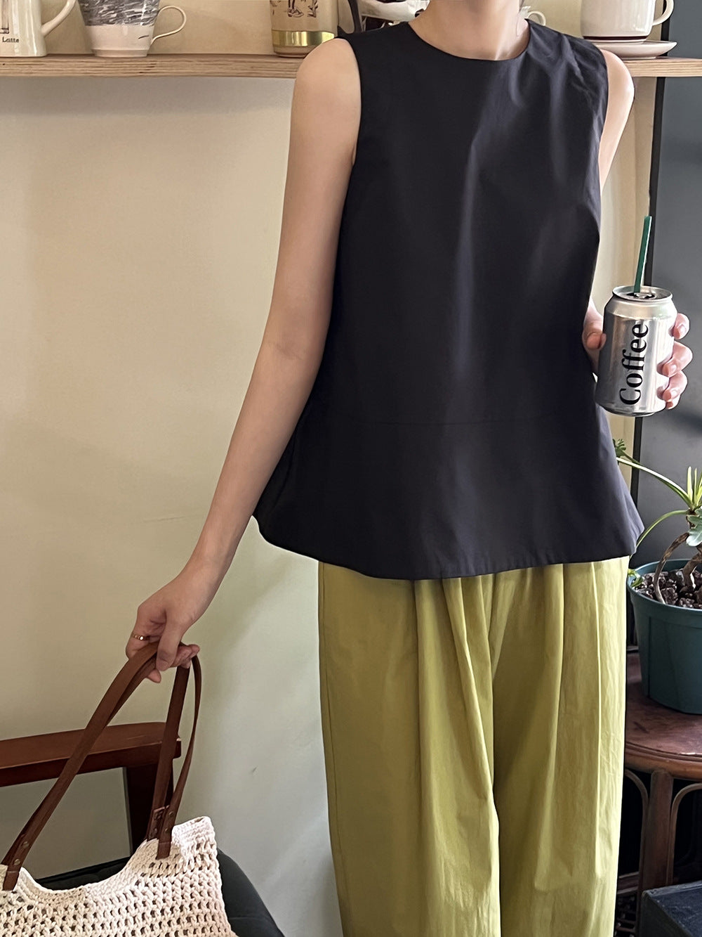 【Y82031】實拍夏季韓國簡約無袖長上衣250327