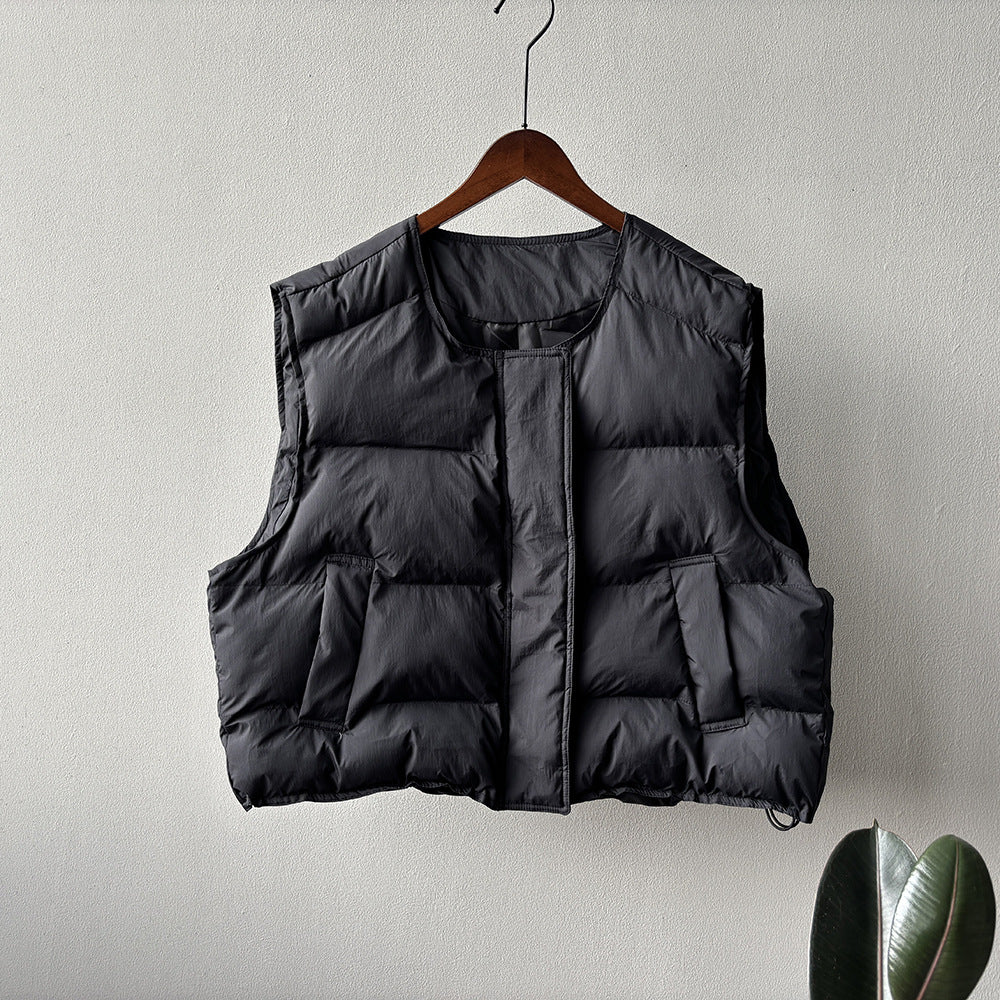 【Y82635】實拍秋冬簡約圓領棉背心251106