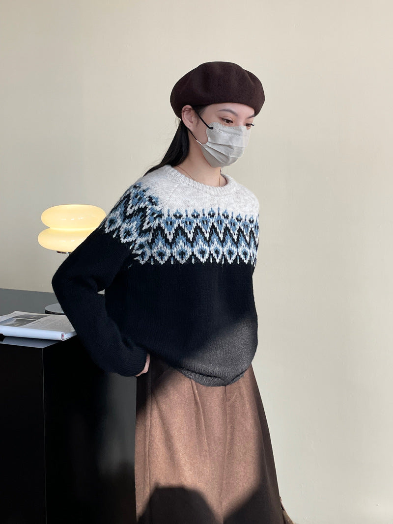 【cimMB685】實拍冬季柔軟提花寬鬆厚針織毛衣(8%羊毛)241120