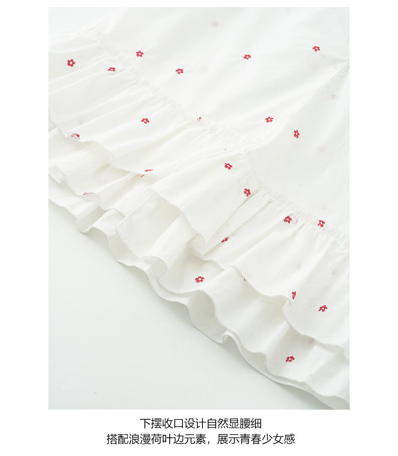 【H5355】實拍韓版小荷葉刺繡碎花襯衫250701