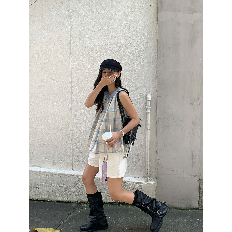 【H5360】實拍夏天清新格紋背心250708
