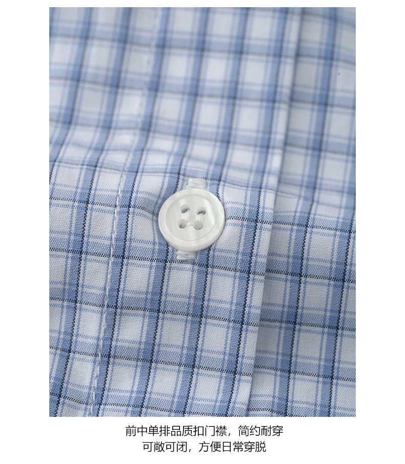 【H5382】實拍休閒寬鬆短版藍色條紋襯衫250902