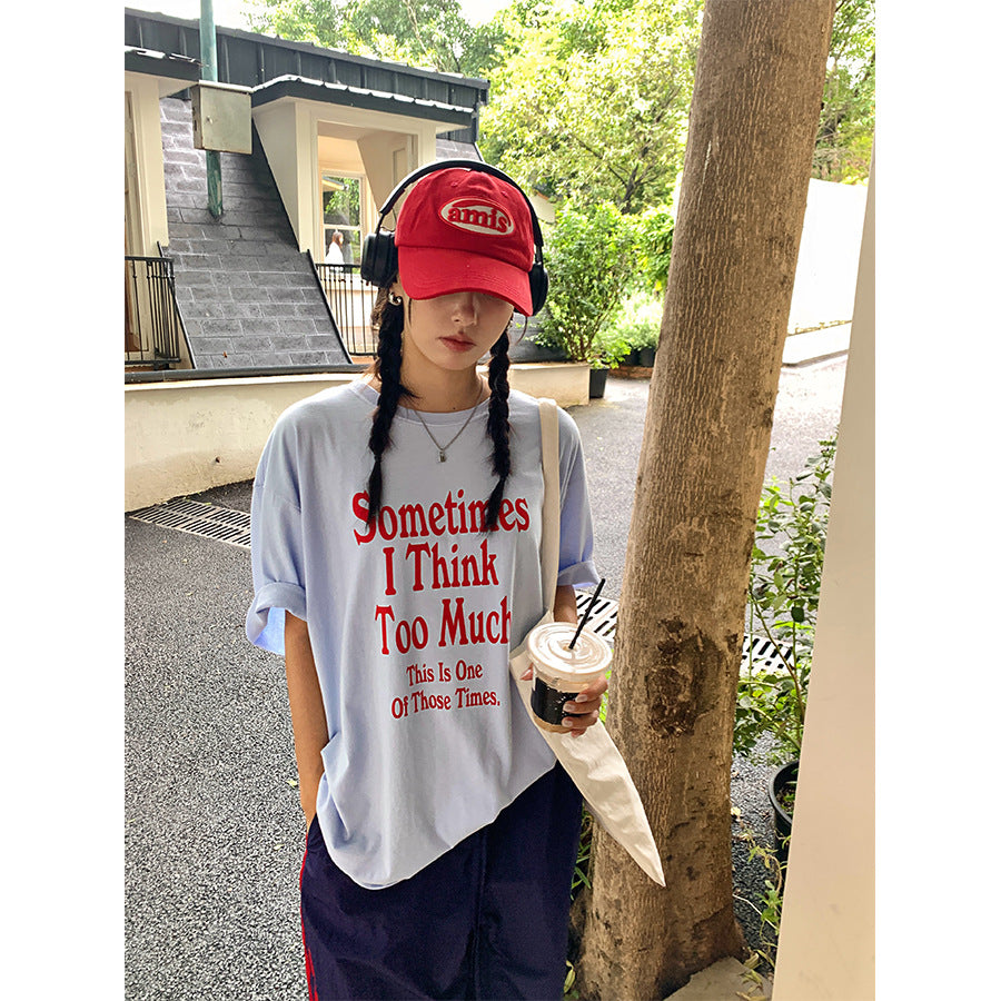 【H5256】實拍夏季寬鬆字母印花T恤250513