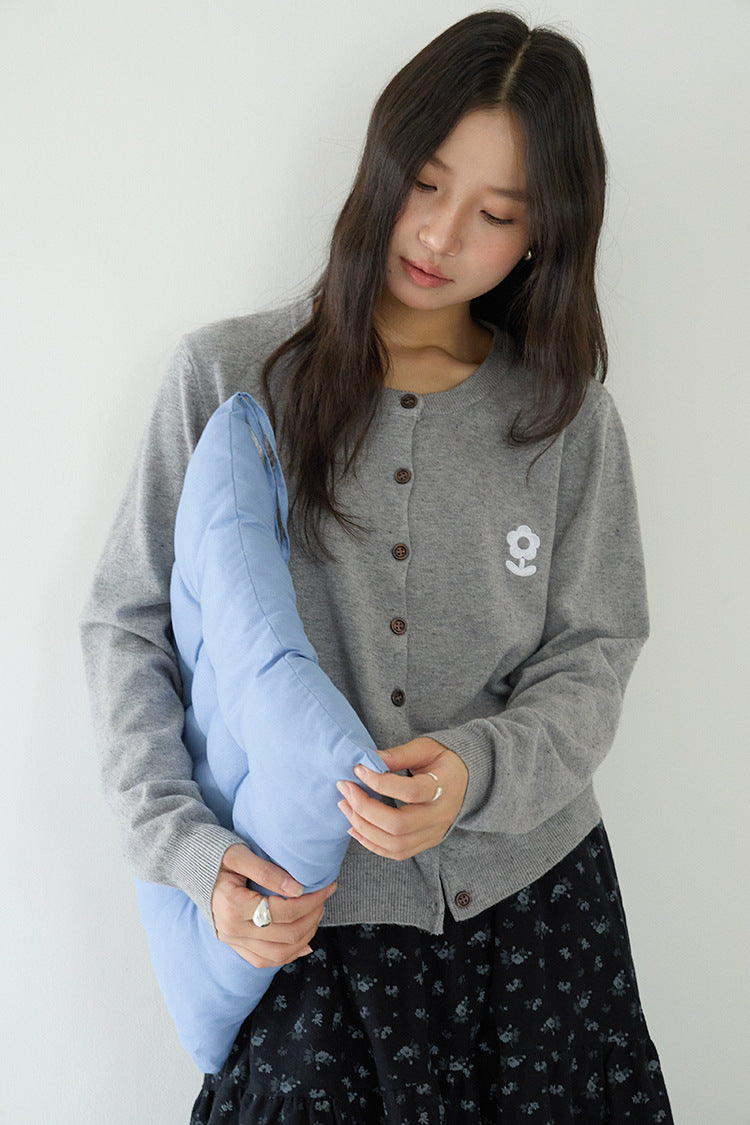 【LD3196】實拍刺繡小花長袖針織小外套250929
