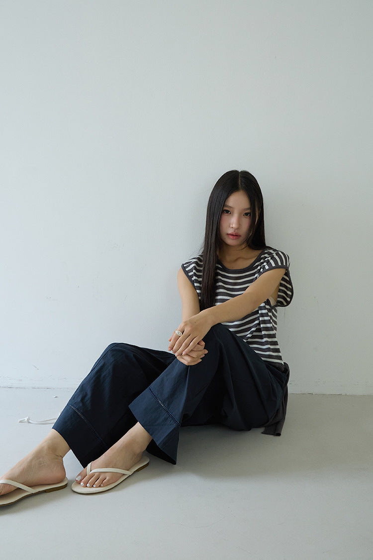 【L3020】實拍棉麻高腰九分寬鬆顯瘦寬褲250721