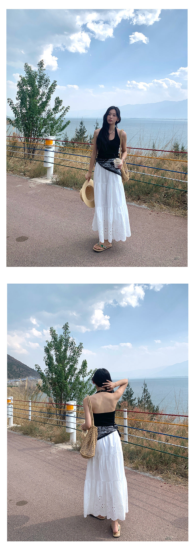 【H5180】實拍夏日甜美刺繡鬆緊腰長裙250415