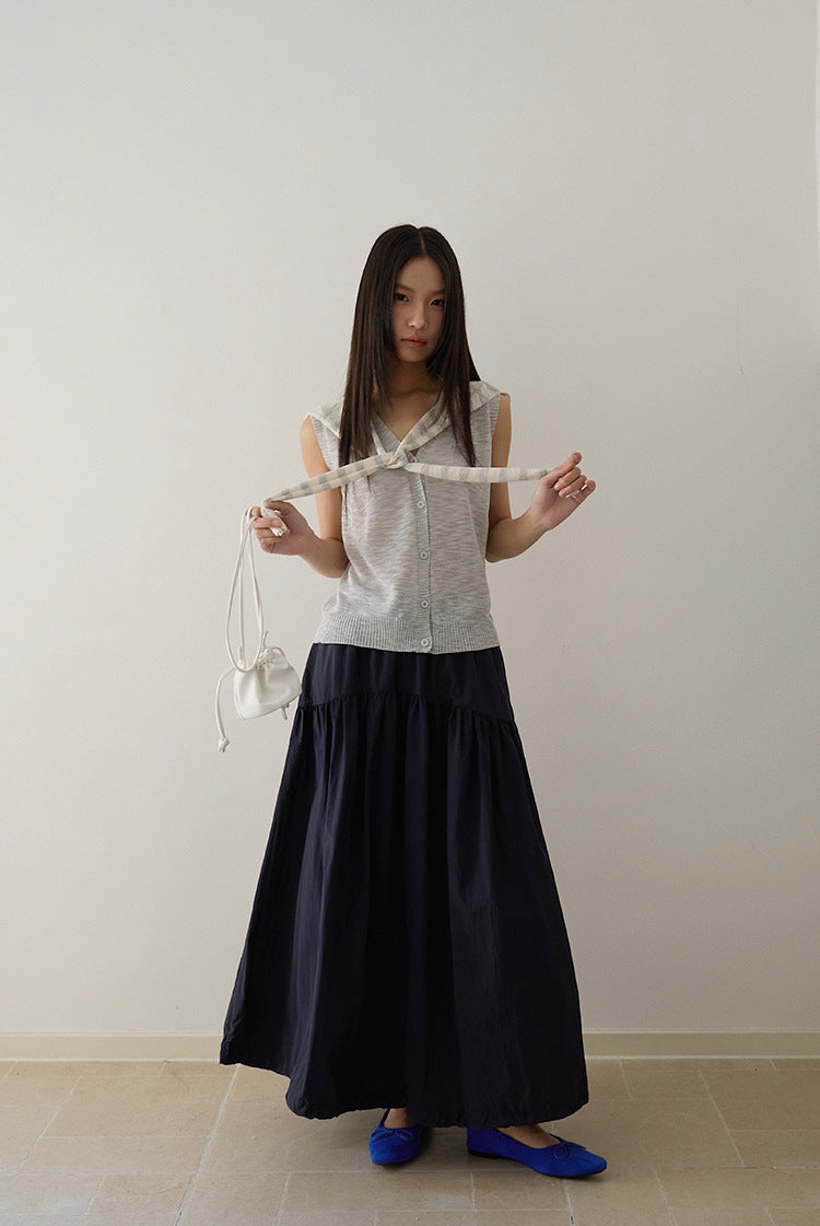 【L3072】實拍夏天韓國條紋披肩+刺繡針織背心250721