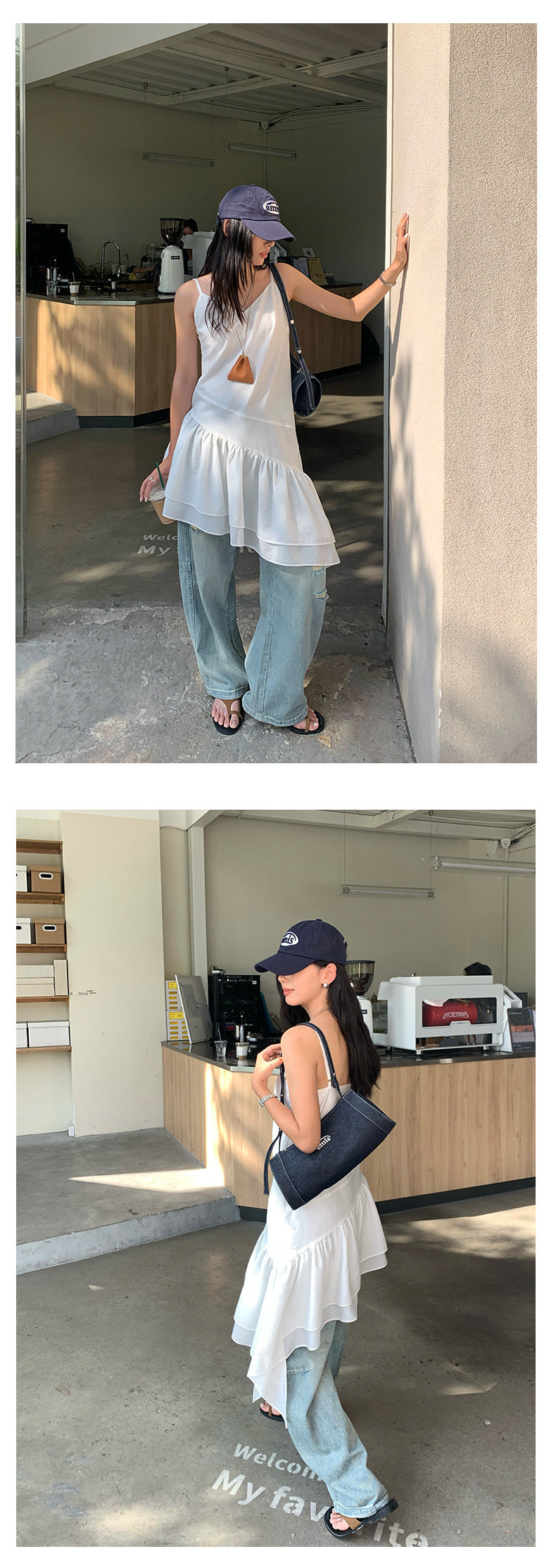 【H5276】實拍不規則刷破牛仔褲 寬鬆顯瘦鬚邊長褲250520