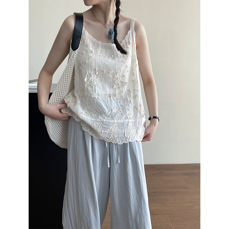 【cimYL201】實拍日系棉質重工刺繡提花背心250410